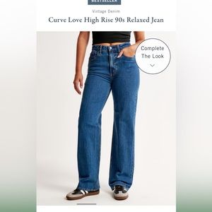 Abercrombie & Fitch Curve Love high rise 90’s relaxed denim in Dark